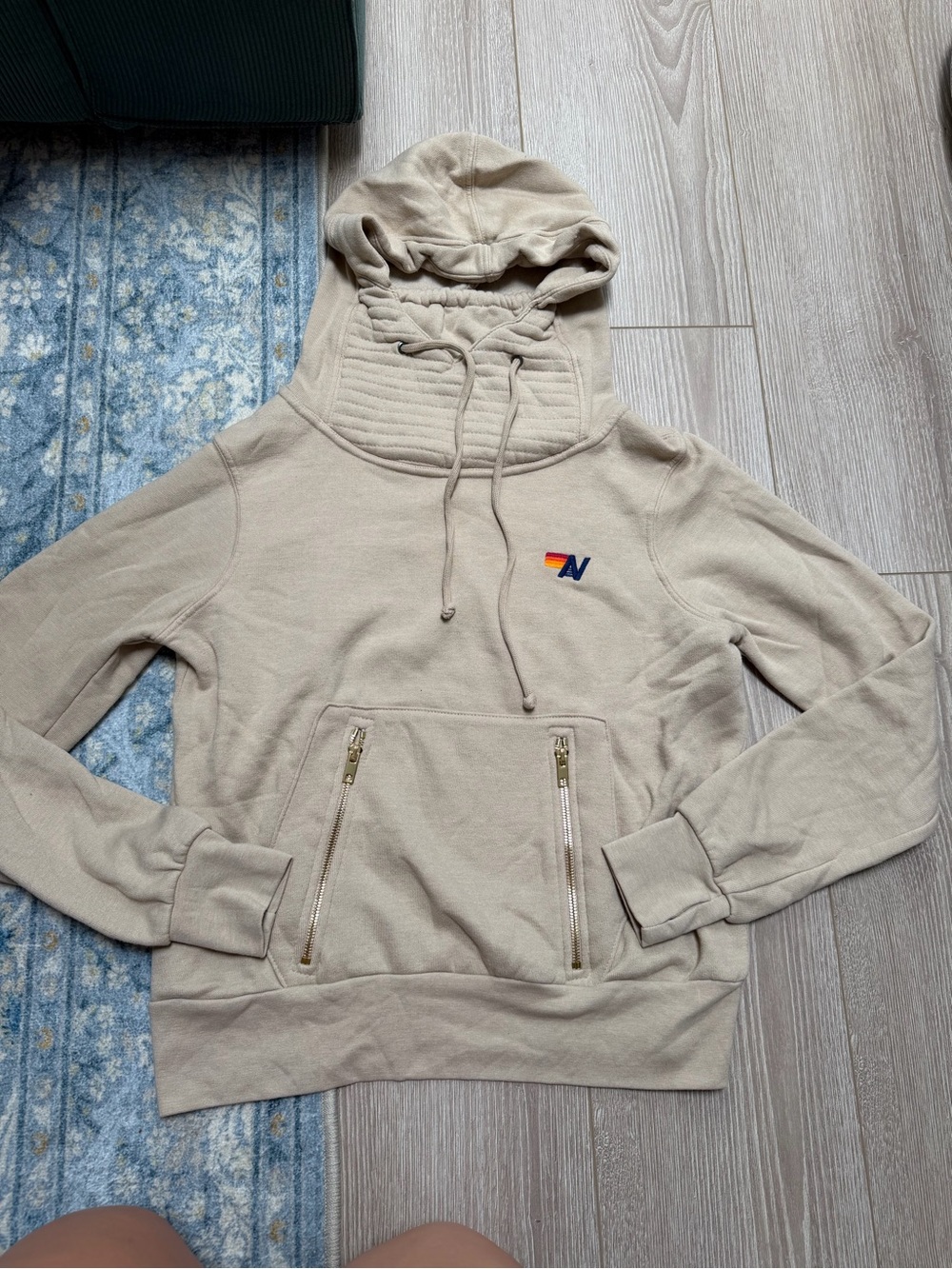 Aviator Nation Ninja Pullover Hoodie in Sand LA clean girl coastal beach prep - Picture 3 of 7
